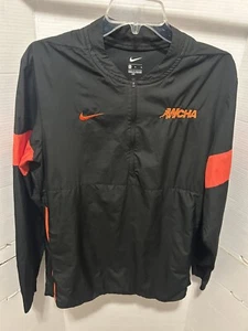 WCHA Hockey Black Orange BGSU Nike 1/4 Zip Pullover Windbreaker Medium - Picture 1 of 9