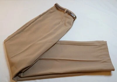 Women Lord Isaacs Pleat Front Cotton Polyester Dress Pants 32 x 31 w/ Belt MINT - Image 1 of 4