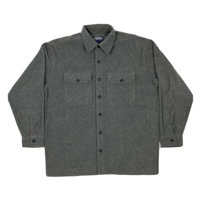Men’s Structure Button-Front Long-Sleeve Gray Shirt Size M Cotton - Image 1 of 4
