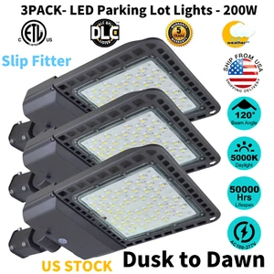 LED Parking Lot Light, 3 Pack 200W LED Shoebox Light with Dusk to Dawn Photocell - Picture 1 of 24