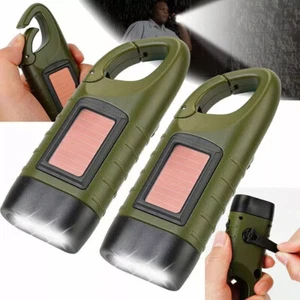 2X 3 LED Lamp Solar Power Flashlight Wind Up Hand Crank Emergence Camping Torch - Picture 1 of 15