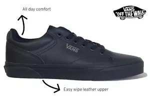 Vans Seldan Shoes Leather Womens Junior Vans School Shoes Size 3 4 5 6 7 8 - Picture 1 of 1