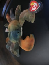 Ty Beanie Baby Claude The Crab RARE 1996 Retired PVC Plush MWMT & Display case