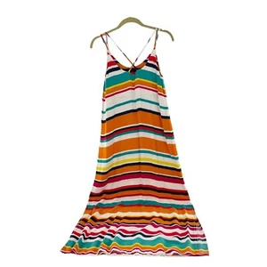 Fleur bleue striped Casual maxi Dress 2 sleeveless beach summer nautical Boho b - Picture 1 of 11