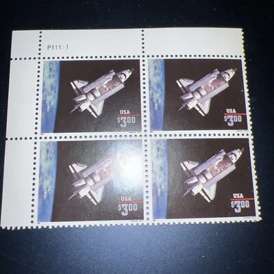 U.S. Scott #2544 MNH Plate Block of 4 -$3 Priority Mail Space Shuttle Challenger - Image 1 of 4
