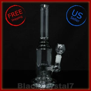 10" Premium Tower Black 2 Disk Hookah Bubbler Tobacco Smoking Glass Water Pipes - Picture 1 of 6