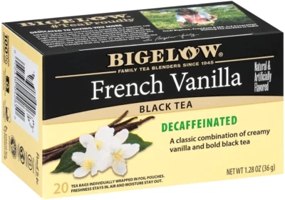 BIGELOW FRANCÉS VAINILLA TÉ NEGRO DESCAFEINADO 20 unidades bolsas KOSHER NO TRANSGÉNICAS Foto 1 de 4