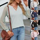 Solid Color Loose Fall Basic Top V Neck Long Sleeve Solid Blouse for Women