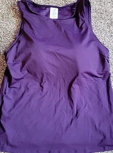 Women's Purple 14P Swim Top High Neck Padded Bra Lands' End  Modest Solid S916 - Picture 1 of 7