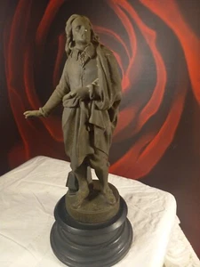 Rare Antique 15" Bronzed Spelter Statue of Poet John Milton On Base - Picture 1 of 16