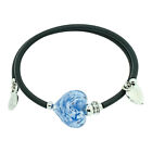 Bracelet en verre de Murano argent bleu blanc fait main perles de cœur de Venise