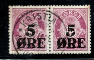 NORWAY SCOTT #99 TOWN CANCEL XF+ PAIR WELL CENTERED, FREE SHIPPING IN USA - Picture 1 of 1