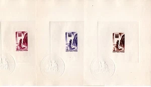 FRANCE ST. PIERRE ET MIQUELON 1947 COMPLETE SET OF 19 SUNKEN DYE PROOFS - Picture 1 of 7
