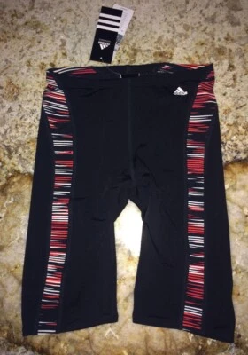 Traje de baño ADIDAS movimiento lineal negro rojo blanco emisión NUEVO para hombre cintura talla 30 Foto 1 de 3