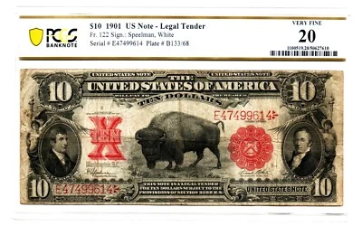 Fr. 122 1901 Legal Tender Note Speelman / White PCGS Banknote Very Fine 20 - Image 1 of 2