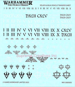 HOJA DE TRANSFERENCIA DE VEHÍCULO AUXILIAR SOLAR WARHAMMER HORUS HEREJÍA 40K - Imagen 1 de 1