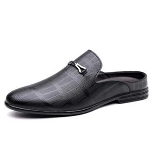 Men's Leather Slip On Mules Clog Slippers Casual Backless Flat Loafers - Picture 1 of 12