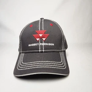 Massey Ferguson Grey Strapback Hat Cap w/ White Stitch - Picture 1 of 6