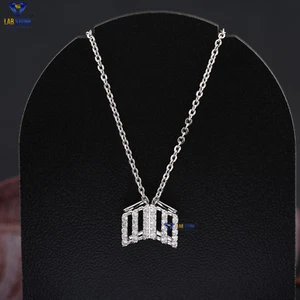 0,15 TCW runder Brillantschliff Moissanit Diamant Anhänger 10K Weißgold Labstone - Bild 1 von 4