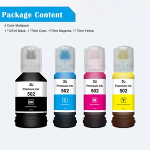 3U 4 PK Ink 502 Refill for Epson 502 Eco-Tank 2760 4760 3760 ST-2000 ET-2750 - Picture 1 of 10