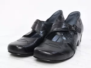 JOSEF SEIBEL Black Leather Mary Jane Black Comfort Shoes Walking Wedge Sz 8 - Picture 1 of 8