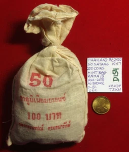 D154 Thailand; Original Mint bag of 200 Coins - 50 Satang BE2500 - 1957 Rama IX - Picture 1 of 4