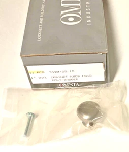 OMNIA 1” 9100/25.15 Cabinet Knob Satin Nickel US15 Knobs Draw Handles Hardware - Picture 1 of 6