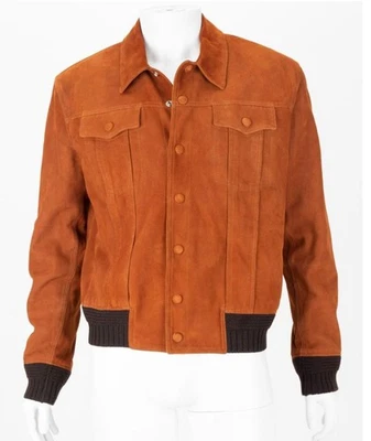 Saint Laurent YSL Suede MA-1 Bomber Jacket Tobacco Brown Size  54  XXL - Image 1 of 4