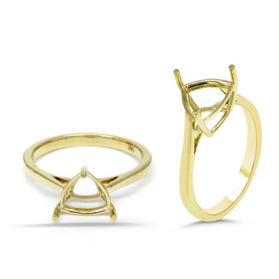 Trillion Shape 6mm Ring Semi Mount In 14k Yellow Gold, Solitaire Ring (55213) - Image 1 of 3