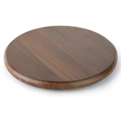 Tocadiscos Lazy Susan redondo de madera de acacia de 14" de diámetro Foto 1 de 4