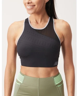 Sujetador deportivo New Balance para mujer talla mediana negro Q Speed Longline ventilado activo  Foto 1 de 4