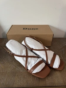 Dune London hellbraune Leder-Sandalen niedriger Block Größe 7/40 - Bild 1 von 13