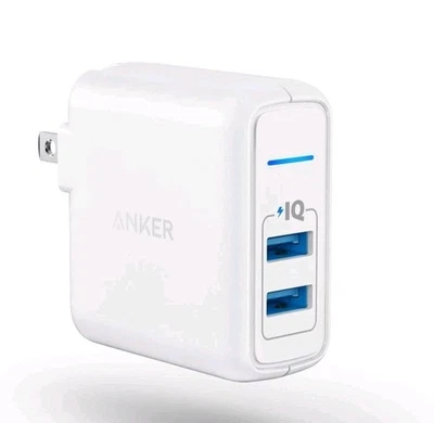 Anker Elite Dual Port 24W USB White Travel Wall Charger PowerPort 2 - Image 1 of 4