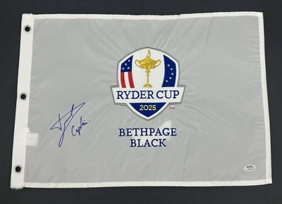 Bandera de golf autografiada por Luke Donald 2025 Ryder Cup Europa ~ ¡CERTIFICADO DE AUTENTICIDAD PSA! Foto 1 de 2