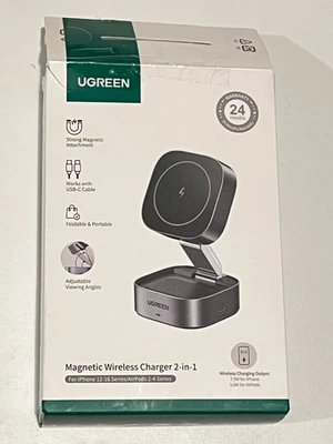 UGREEN MagFlow 2-in-1 Magnetic Wireless Charger for iPhone & Airpods W526 - Gray - Image 1 of 2