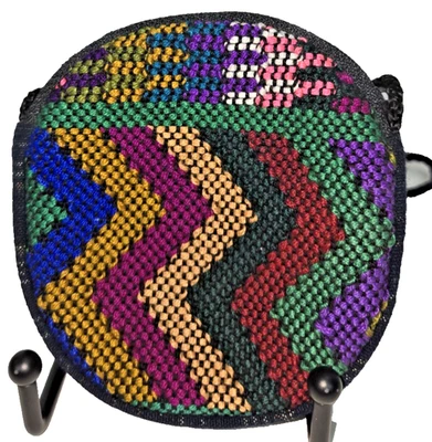 Bolsa de moedas têxtil guatemalteca feita à mão colorida tecido com zíper Boho Huipil - Imagem 1 de 4