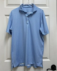 Johnnie-O Poloshirt Herren mittelblau Blumen Golf Performance UPF 50 Stretch - Bild 1 von 8