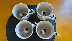 Coffee Mugs With Cow Inside Set Of 4 14 Oz By Essex Tea Perfect Condition - Picture 1 of 5