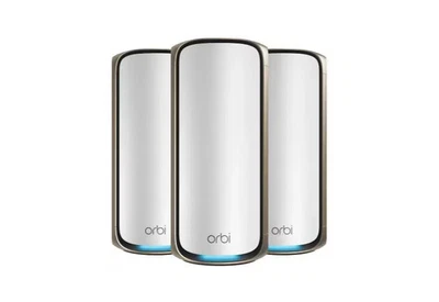 Netgear Orbi 970 Quad-Band WiFi 7 Mesh System, Router + 2 Satellites-Refurbished - Image 1 of 4