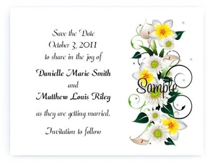 100 Personalized Custom Floral Calla Lily Wedding Bridal Save The Date Cards  - Picture 1 of 1