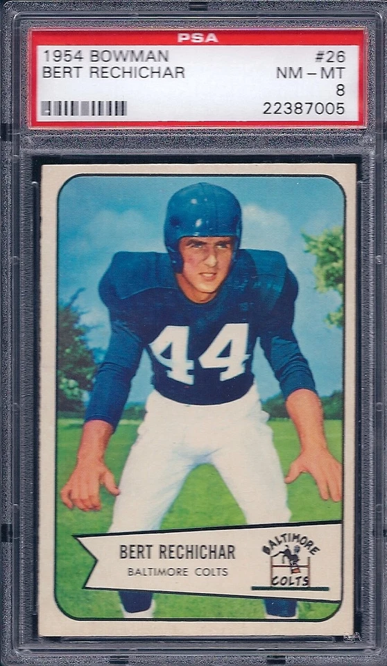 1954 Bowman Football # 26 Bert Rechichar NM MT PSA 8 - Image 1 of 1