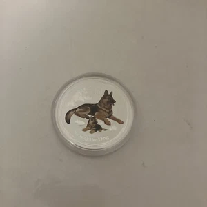 2018 Australien Silber 1 Oz $ 1 Münze Jahr des Hundes farbig in Perth neuwertige Kapsel - Bild 1 von 4