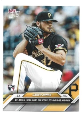 Jared Jones ROOKIE 101 MPH K In Win 2024 MLB TOPPS NOW #258 Pirates SP /980 - Image 1 of 2