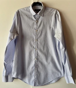 ZARA Herren Hemd Oberhemd Langarm blau weiß gestreift Slim Fit L - Bild 1 von 3