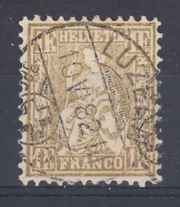 Switzerland Sc 65 used. 1881 1fr gold Seated Helvetia, granite paper, F-VF - Picture 1 of 2