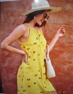 NWT SHEIN YELLOW BUTTERFLY DRESS SHIFT STYLE! SIZE L - Picture 1 of 15