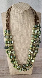 Perlenkette Boho Bohemian Gold Grün Statement Vintage - Bild 1 von 5