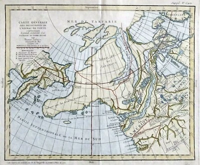 1772 Alaska, Bering Straight: Northwest Passage, by Diderot Robert de Vaugondy - Image 1 of 3