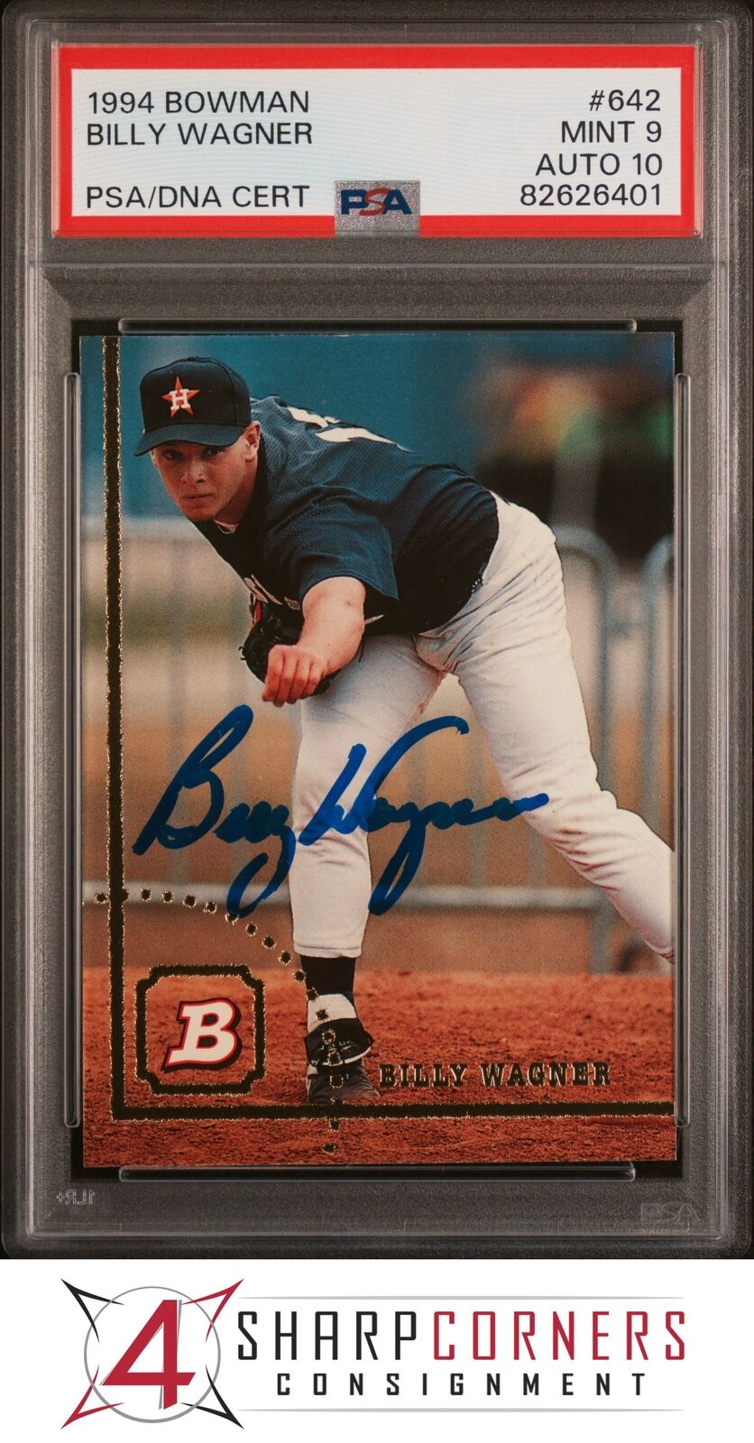 1994 BOWMAN #642 BILLY WAGNER RC ASTROS POP 2 PSA 9 DNA AUTO 10 B3862718-401