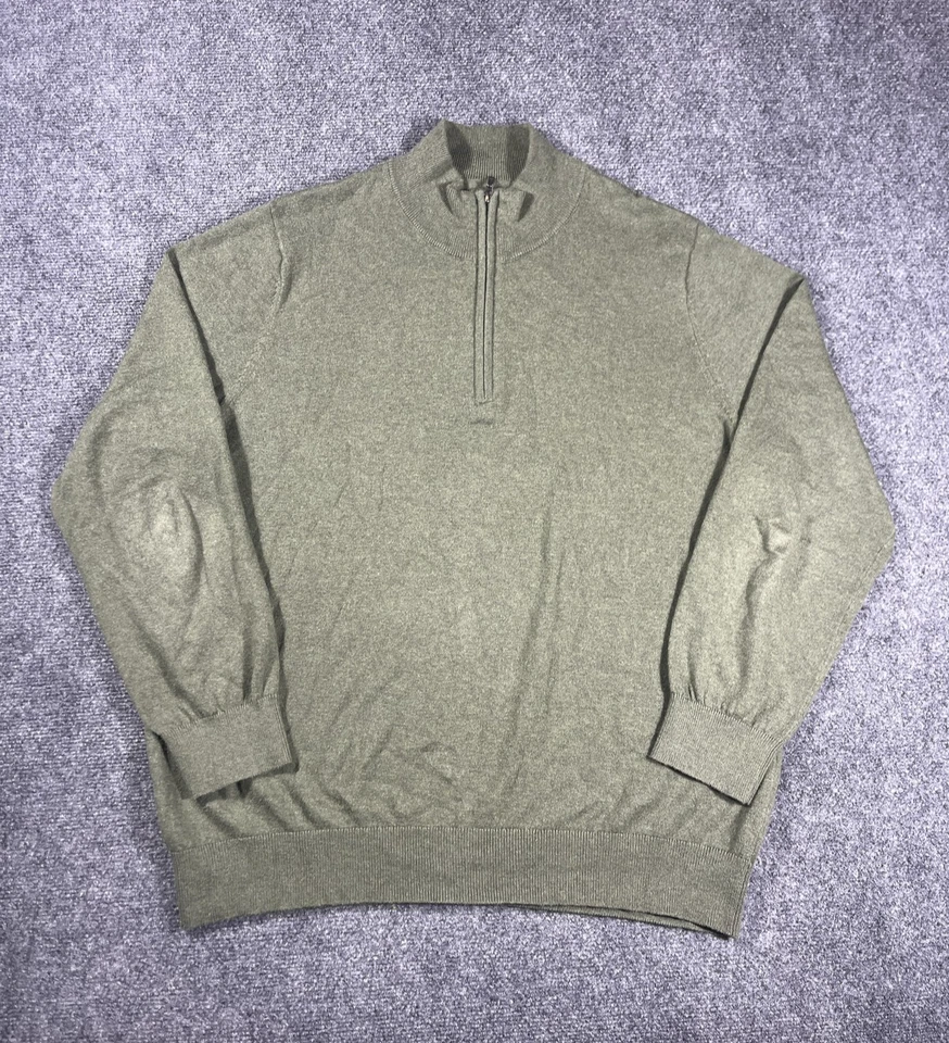 LL Bean Sweater Mens 2XL Green Half Zip Pullover Cotton Cashmere Outdoor Casual - Image 1 of 4